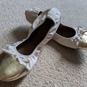 White and gold flats
